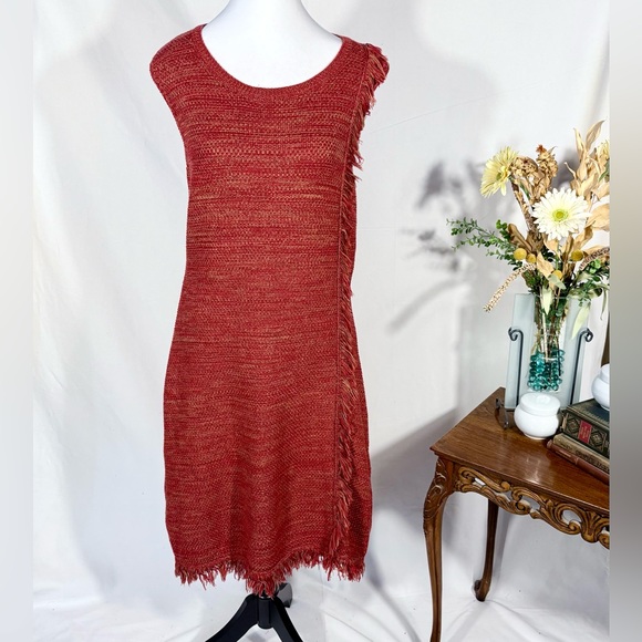 Holding Horses (Anthropologie) Sleeveless Fringe Knit Midi Sweater Dress – XL 💛 - Picture 2 of 9